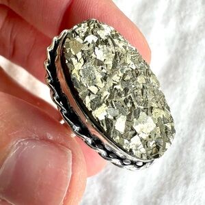925 Money Magnet Cubed Pyrite Ring Sz 10